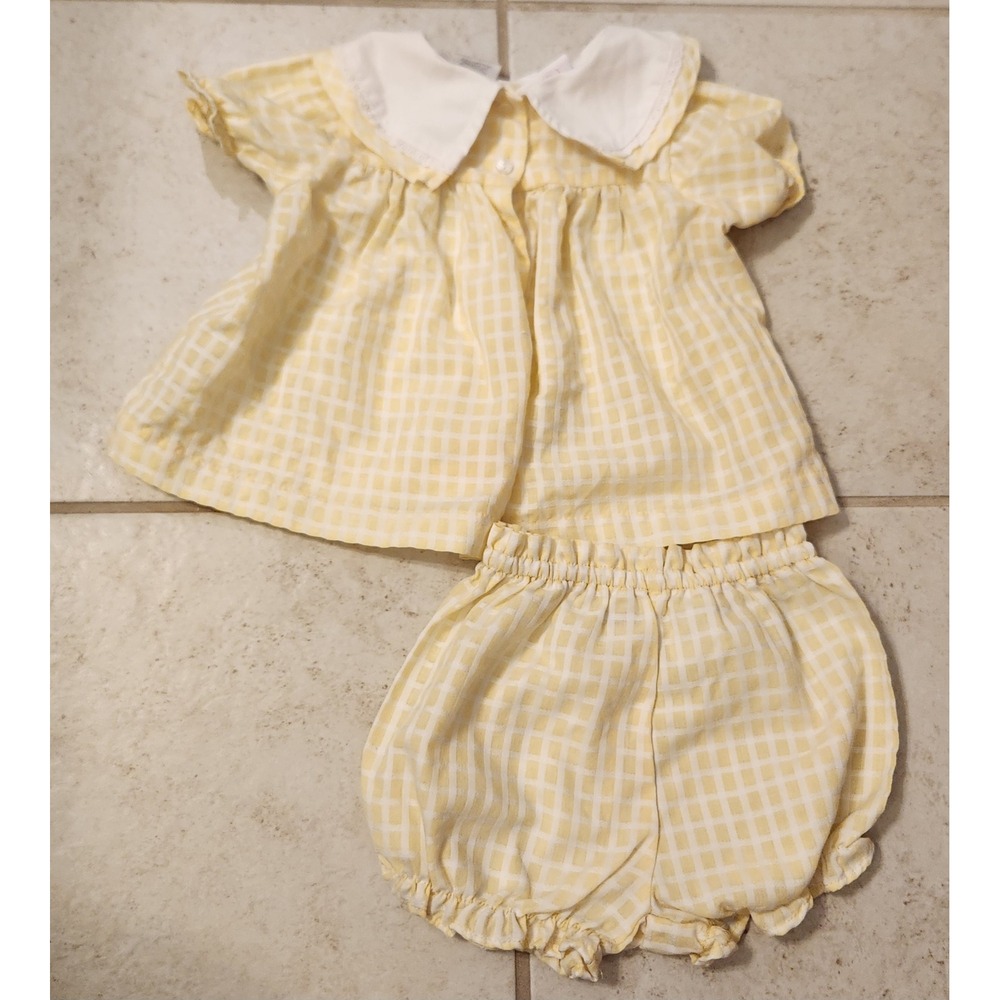 Rose Cottage Baby Girls Yellow Gingham Top‎ and Bloomers Set 3-6 Months RC5357